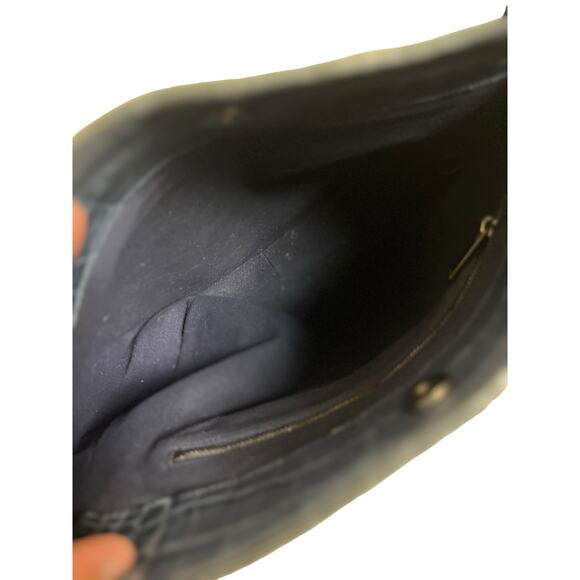 Vince Dark Blue Crocodile Leather Embossed Calf Skin Crossbody Bag Purse - Picture 9 of 9